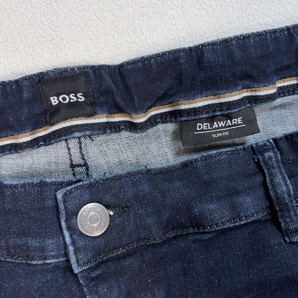Boss Delaware 3-1 Slim Fit Jeans Men's 42x34 Blue Stretch Tapered Denim - Picture 3 of 16